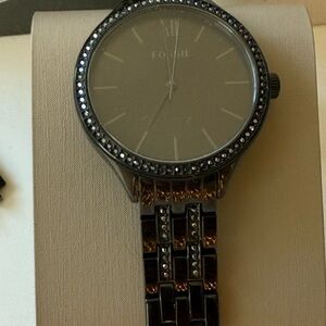 Fossil Women's Black with Crystals Watch